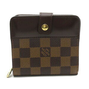Louis Vuitton Compact Zip Folding Wallet Leather Damier Brown